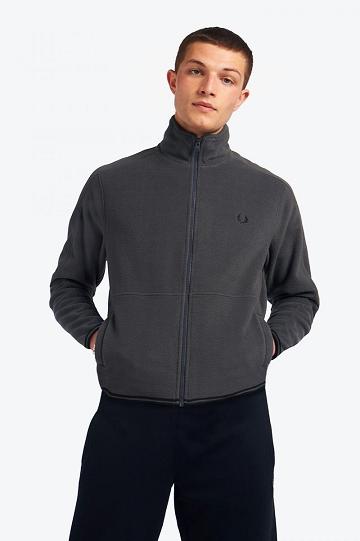 Black Fred Perry Polar Fleece Track Men's Jackets | PH 1235EBCX